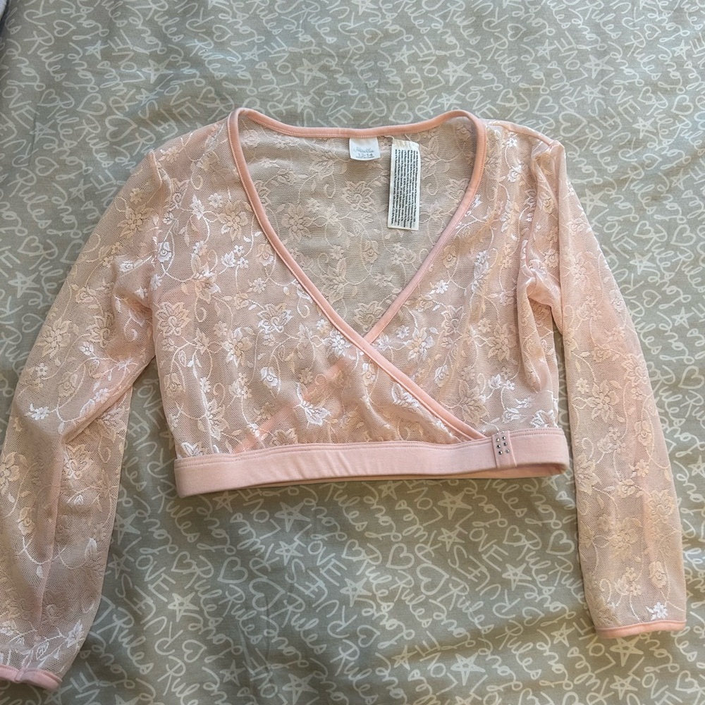 Elegant Lace Wrap Top - Pink